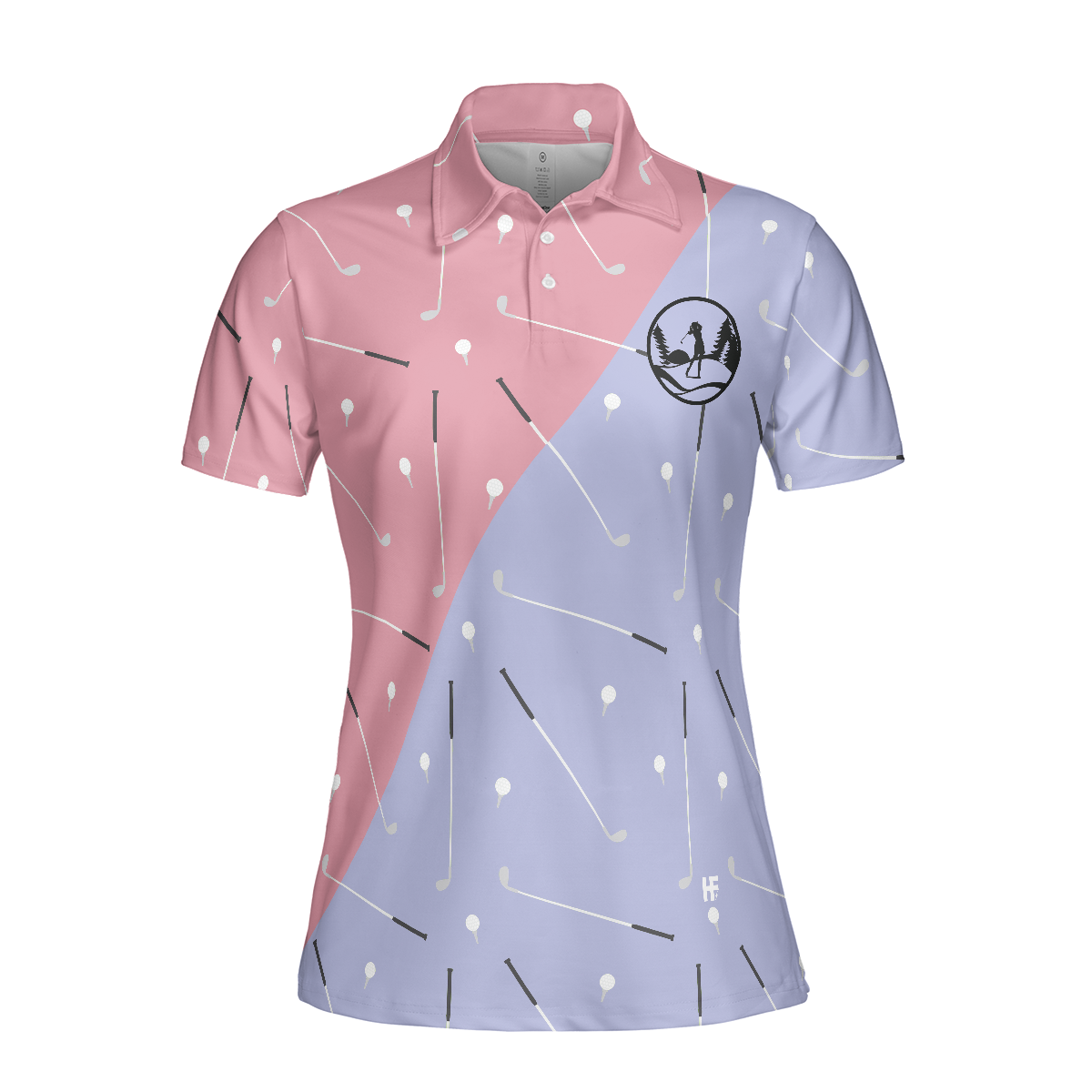 Elegant Golf Girl Seamless Pattern Short Sleeve Women Polo Shirt, Golf Shirt For Ladies, Unique Female Golf Gift