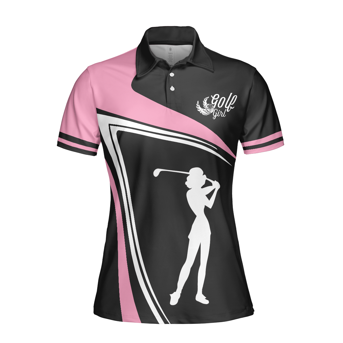 Golf Girl Black White And Pink Short Sleeve Women Polo Shirt, Best Golf Gift For Women, Polo Shirt For Women, Best Gift For Women Golfer