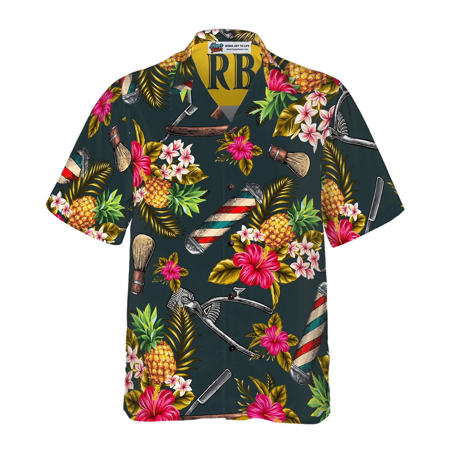 Barber Tools Tropical Leaves Hawaiian Shirt, Barber Symbol Aloha Shirt Summer For Men, Best Gift For Barber, Summer, Husband, Boyfriend