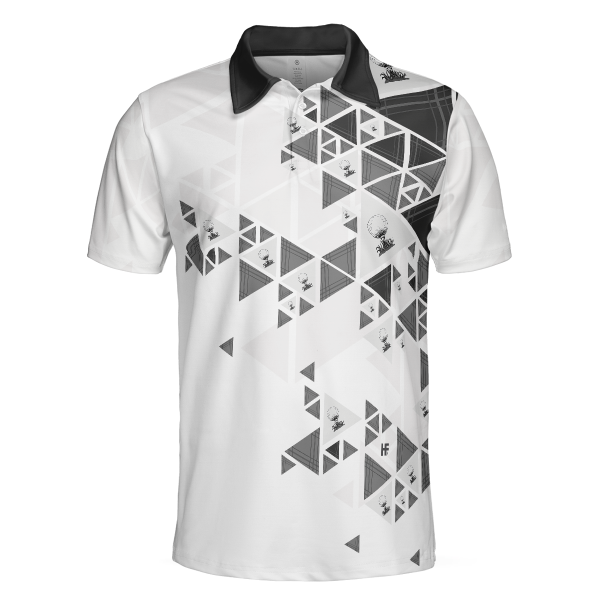 Golf Pattern On Par For 50 Years Men Polo Shirt, Black And White Polo Shirt, Best Golf Shirt For Men
