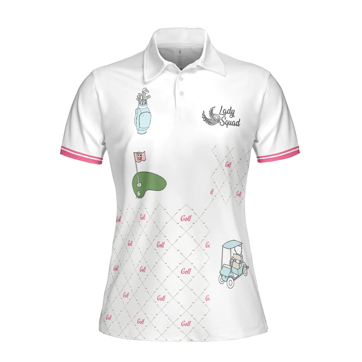 Ready For A Golf Day Golf Short Sleeve Women Polo Shirt, White And Pink Golf Shirt For Ladies - Gift For Golfer