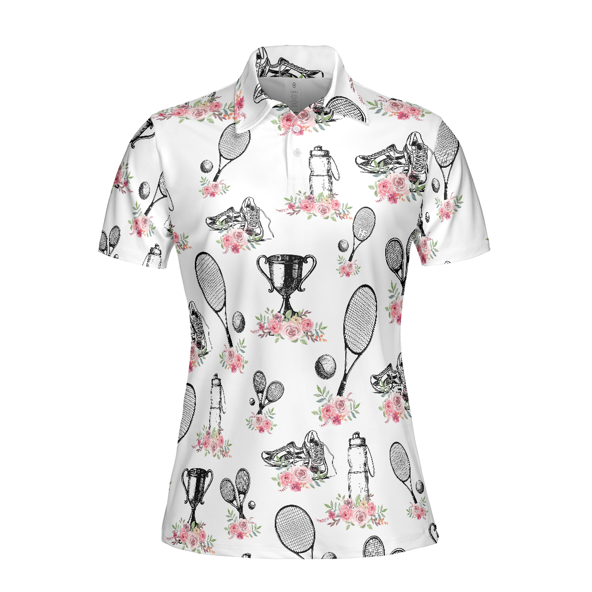 Floral Tennis Player Shirt Short Sleeve Women Polo Shirt, Floral Tennis Shirt For Ladies, Gift For Tennis Lovers
