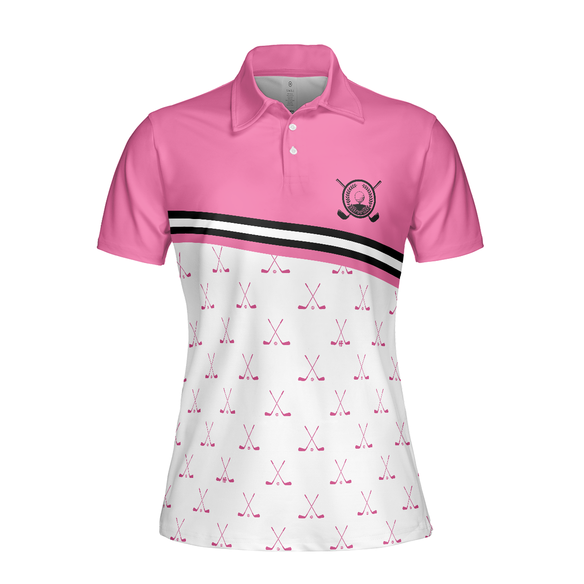 Crossed Pink Golf Clubs Golf Short Sleeve Women Polo Shirt, Simple Golf Shirt Design For Ladies, Best Gift For Women Golfer