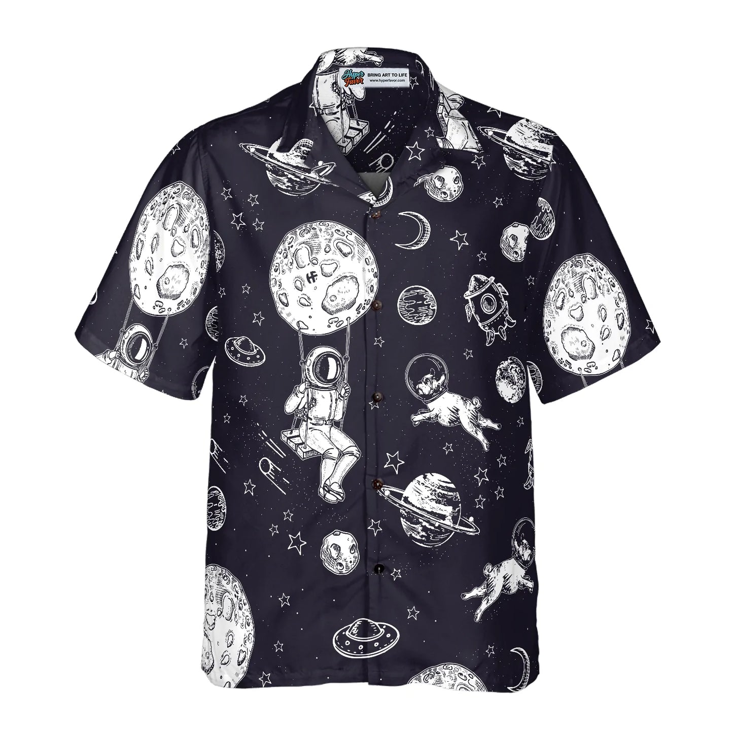 Astronaut And His French Bulldog Hawaiian Shirt, Dog Lovers Aloha Shirt For Men & Women, Best Gift For French Bulldog Lovers, Husband, Wife, Boyfriend, Girlfriend