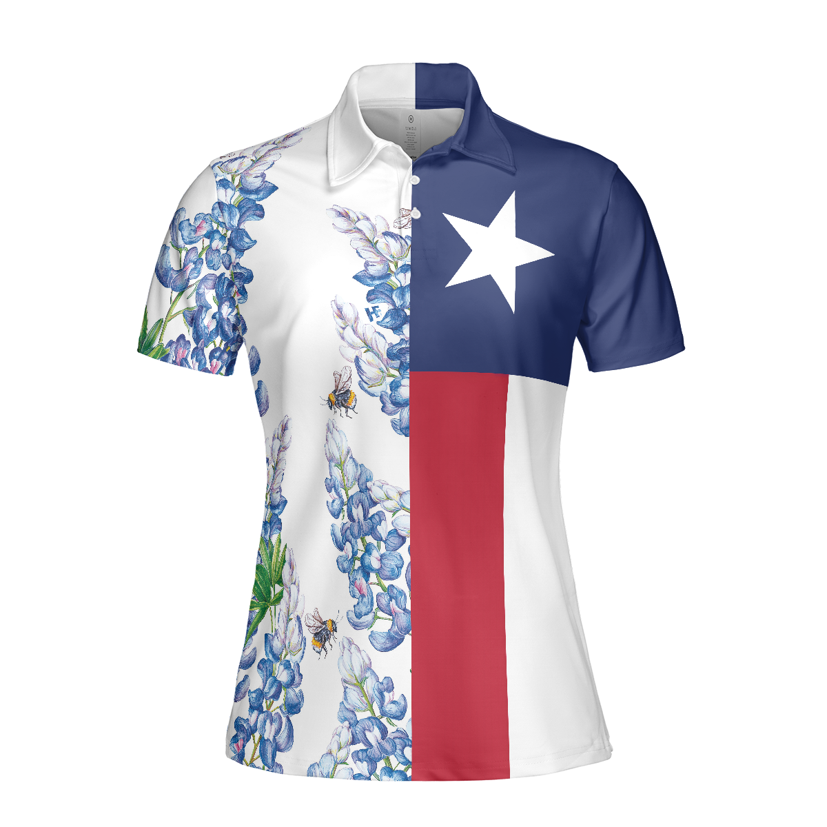 Texas Flag Bluebonnets Polo Shirt For Woman, Golf Short Sleeve Women Polo Shirt - Perfect Gift For Women, Ladies, Golfers