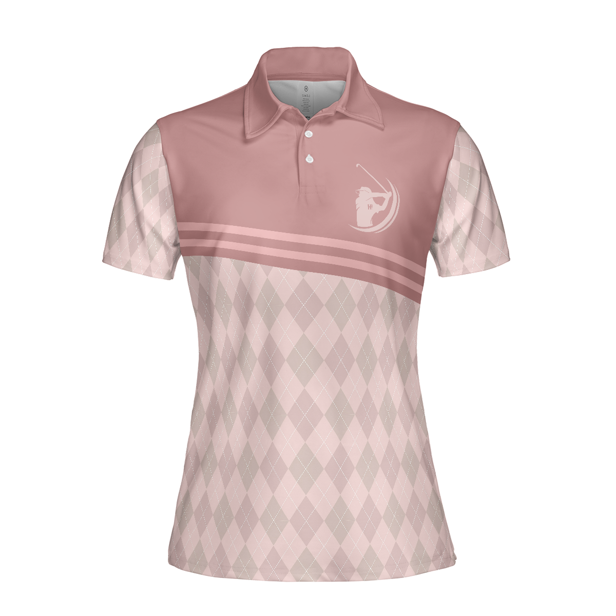 Pink Argyle Pattern Golf Women Polo Shirt, Golf & Wine Kind Of Girl Short Sleeves Shirt, Wine Golf Shirt For Ladies, Best Golf Shirt For Women Golfers