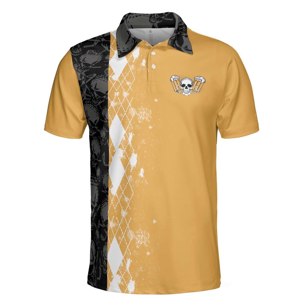 Argyle Pattern Men Polo Shirt, A Man Cannot Survive On Beer Alone He Also Needs Golf Polo Shirt, Skull Beer Drinking Golf Shirt, Gift For Golfers