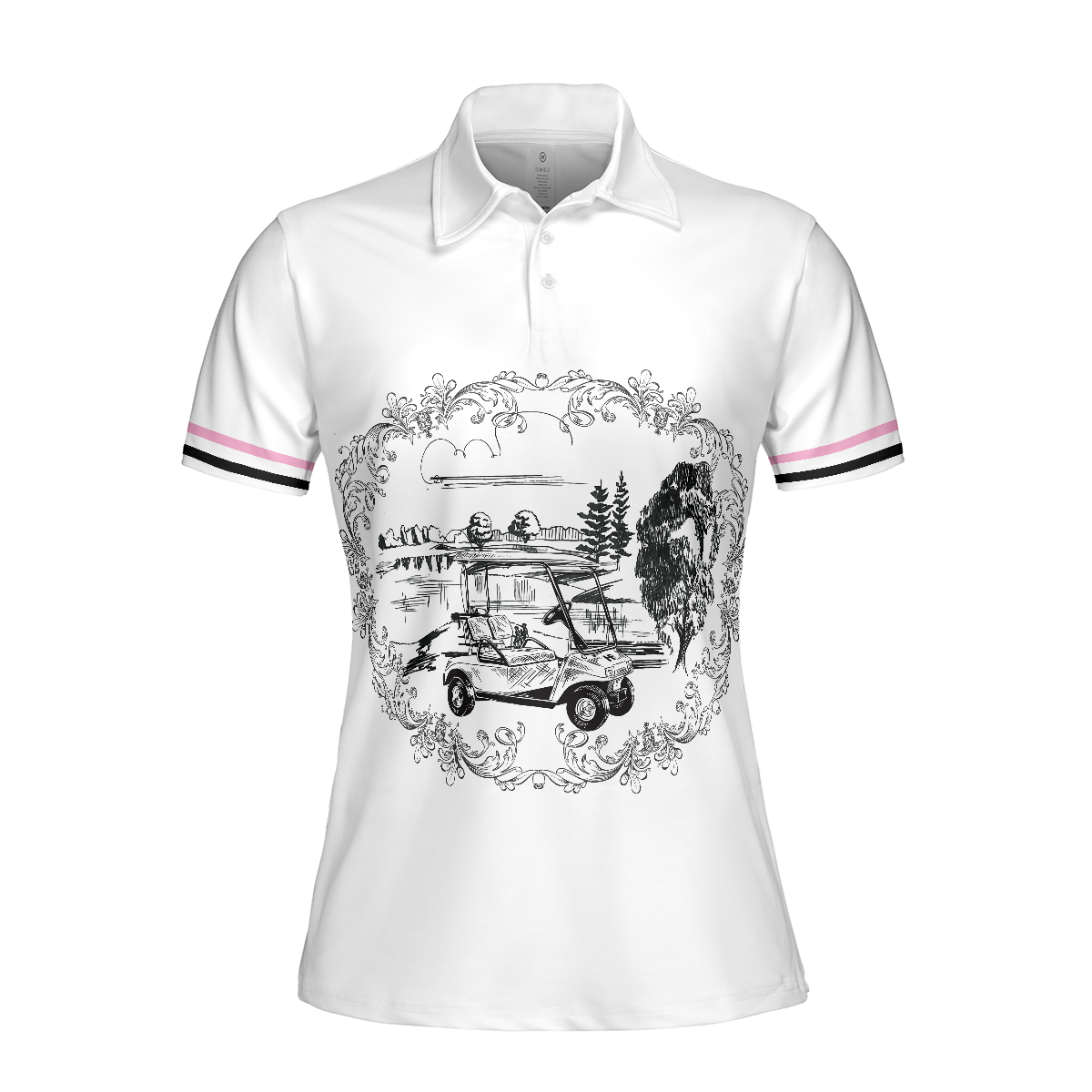 Golf Course Sketch Golf Short Sleeve Women Polo Shirt, Golf Shirt For Ladies, Gift For Female Golfers