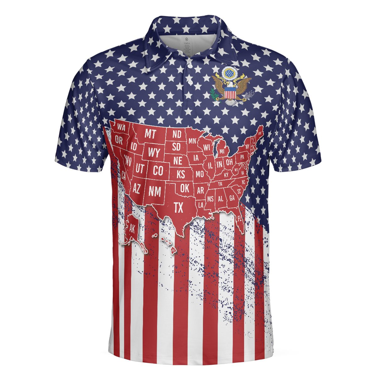 USA Map And Flag Short Sleeve Polo Shirt For Golf, American Flag Polo Shirt - Perfect Gift For Men