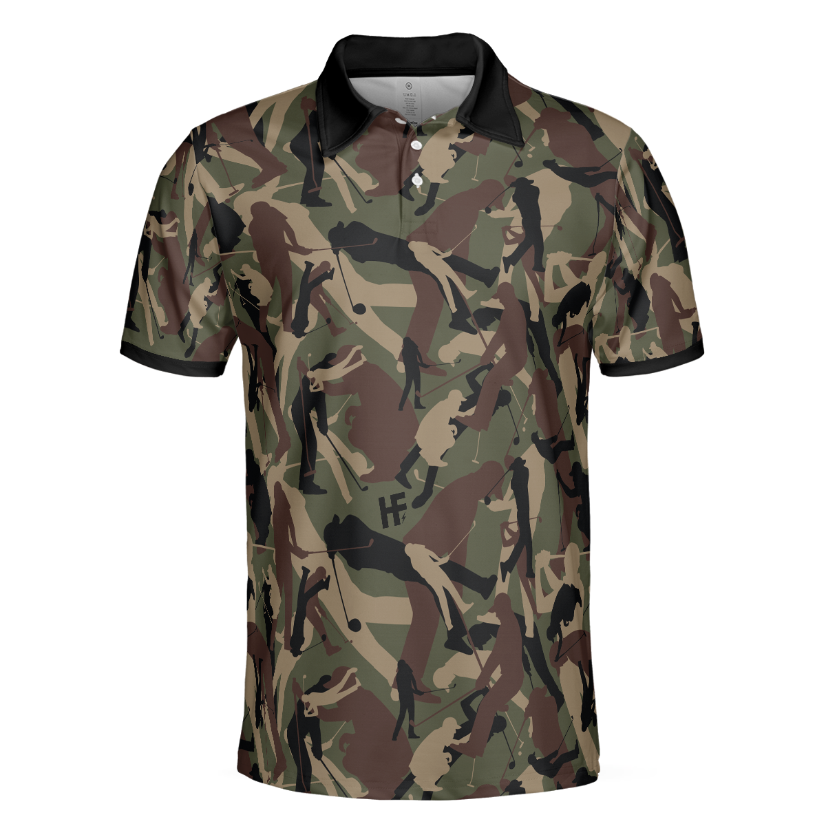 Golf Camouflage Pattern Golf Polo Shirt, Military Golfing Polo Shirt, Camo Golf Shirt For Men