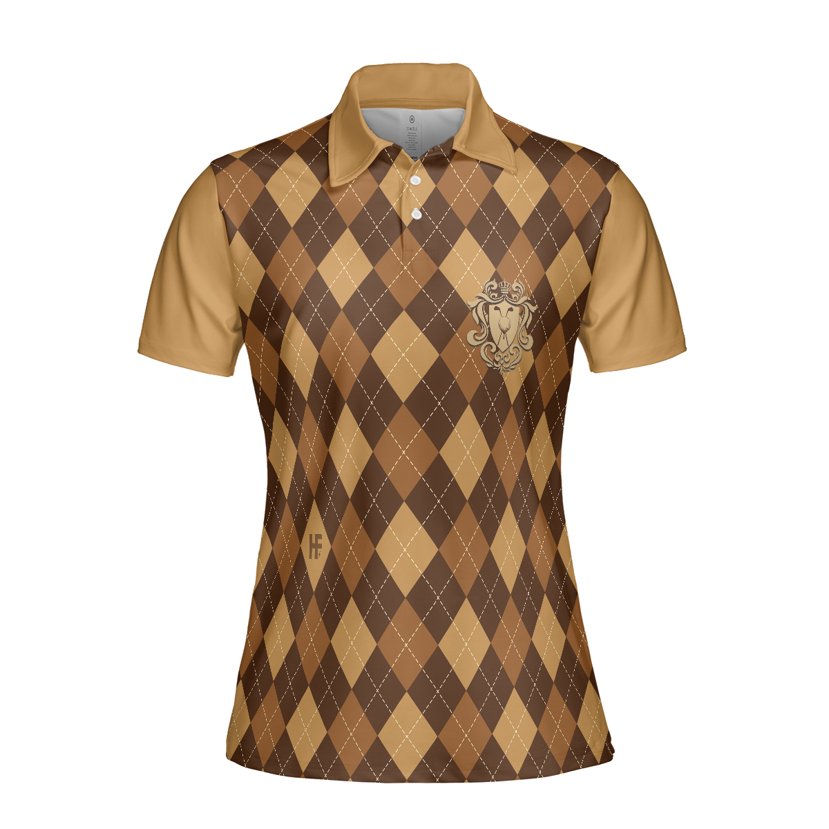 Golf Is My Favourite Season Golf Short Sleeve Women Polo Shirt, Brown Argyle Pattern Golf Polo Shirt For Ladies