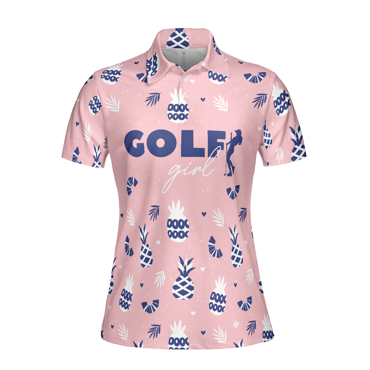 Golf Girl Summer Pattern Short Sleeve Women Polo Shirt, Pink Golf Shirt For Ladies, Unique Female Golf Gift