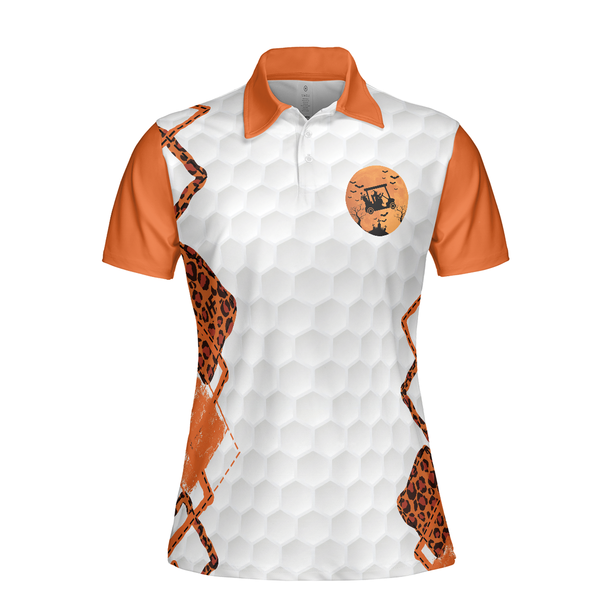 Gift For Golf Mom, Orange Leopard Golf Short Sleeve Women Polo Shirt, Golf I Have Two Titles Shirt For Ladies