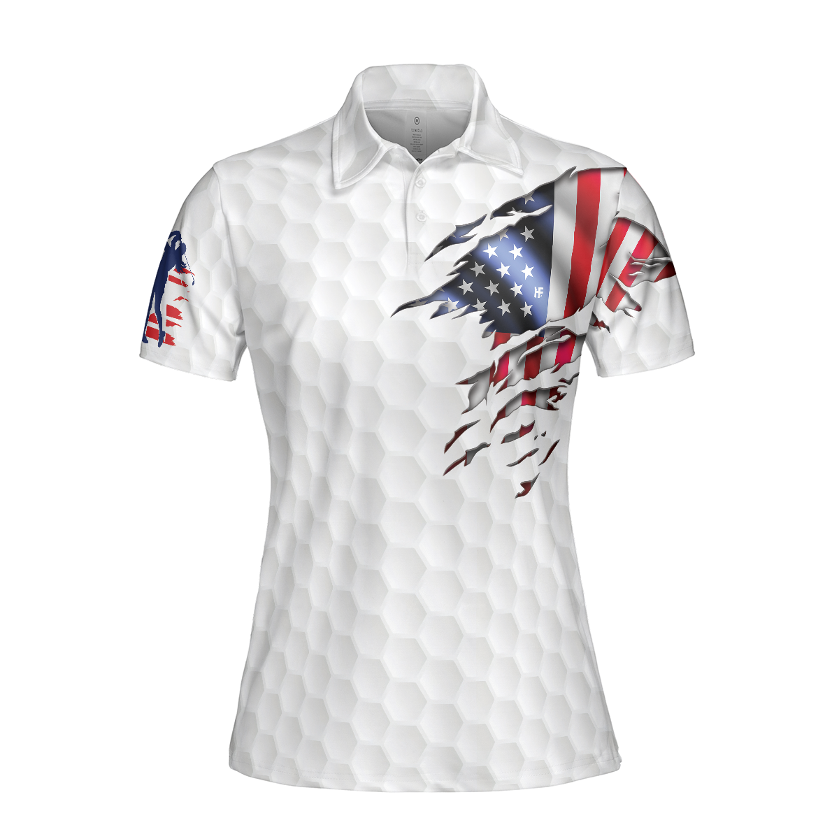 American Woman Golfer Golf Shirt Short Sleeve Women Polo Shirt, American Flag Polo Shirt, Best Golf Shirt For Ladies, Gift For Golfers