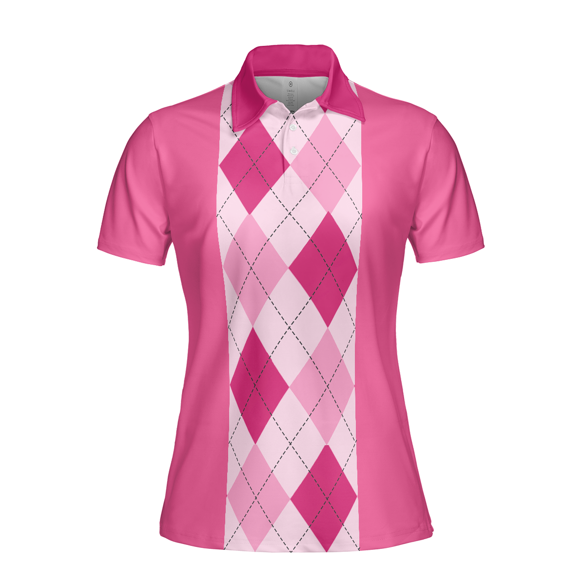 Pink Argyle Pattern Golf Women Polo Shirt, Anytime Is A Good Time For Golf Short Sleeve Shirt For Female Golfers, Gift For Golfers