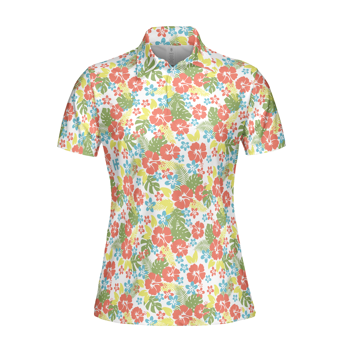 Tropical Flowers Pattern Short Sleeve Women Polo Shirt - Perfect Gift For Women