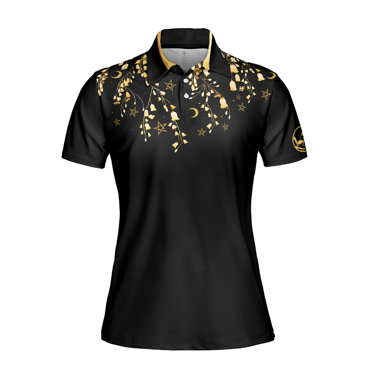 Elegant Gold Pattern Queen Of The Green Golf Short Sleeve Women Polo Shirt, Unique Female Golf Gift