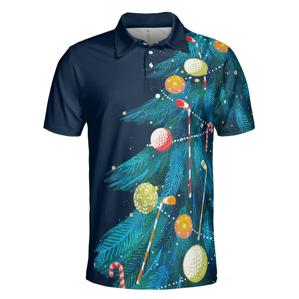 Christmas Golf Polo Shirts- Mens Golf Polo Shirts Short Sleeve- Christmas Tree Pattern Shirt Dry Fit- Christmas Shirt Idea - Gift For Men - Best Gift For Golf Lovers
