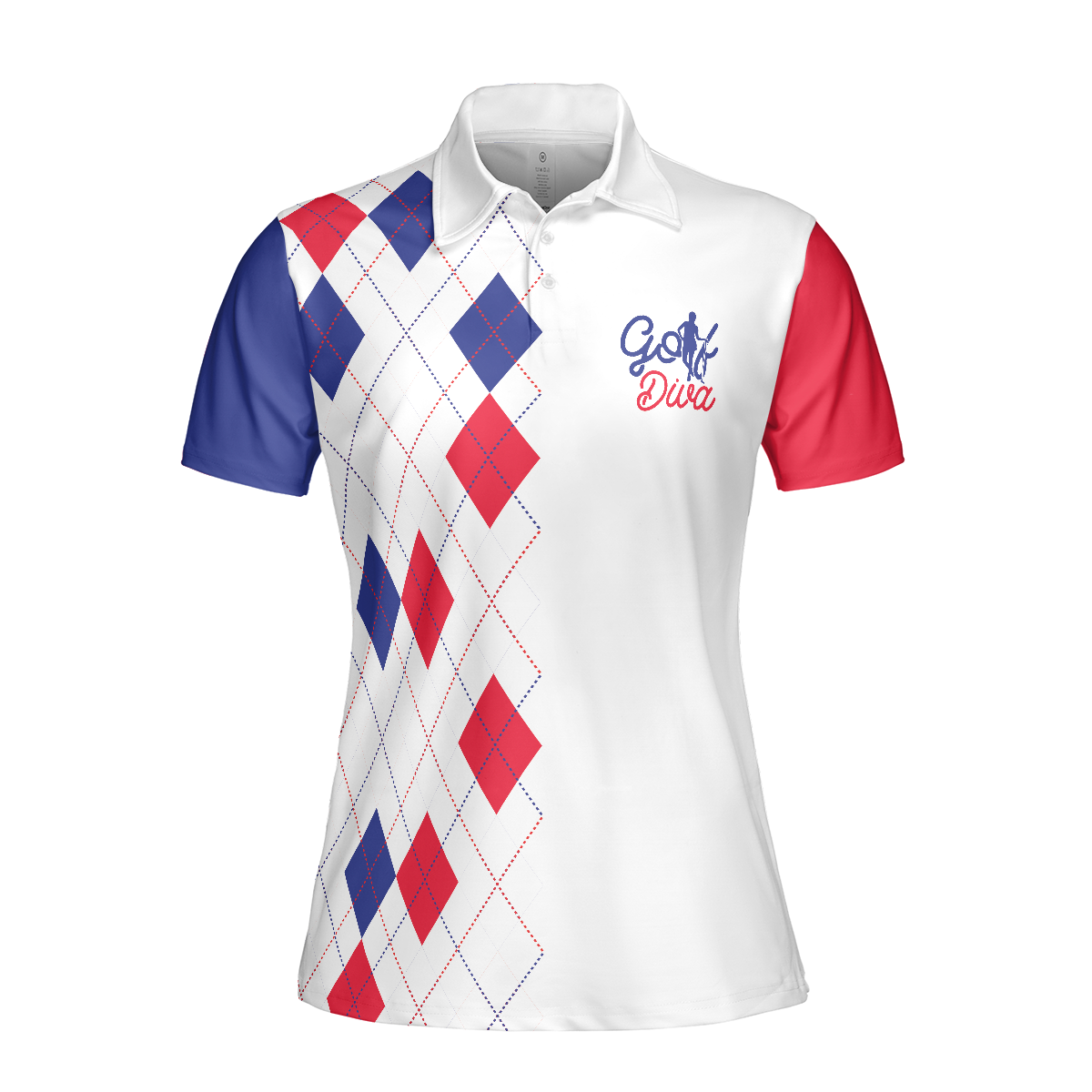 Golf Diva Short Sleeve Women Polo Shirt, Argyle Pattern Polo Shirt For Ladies, Best Golf Shirt For Women