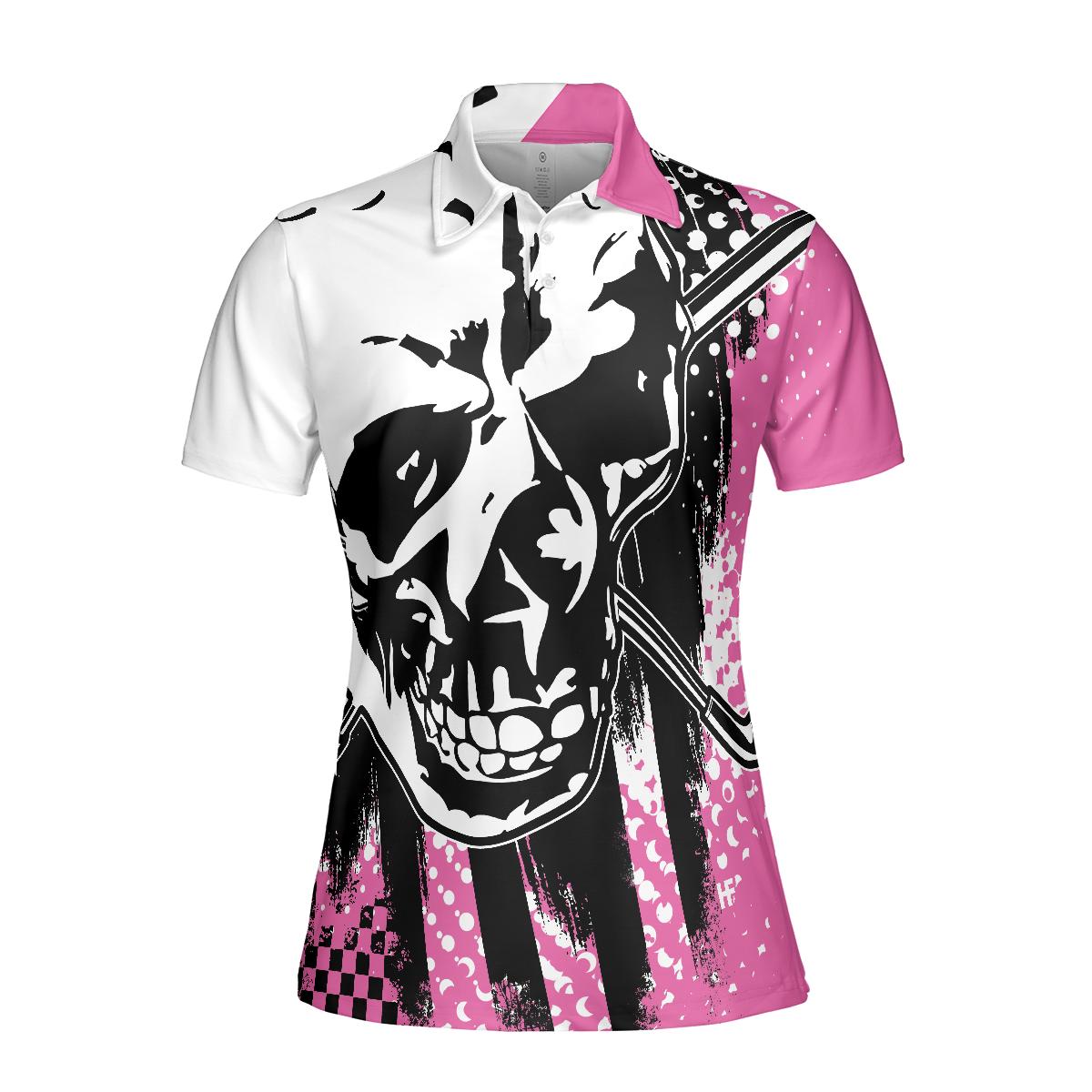 Women Polo Shirt - Blade Ladies Golf Pink Short Sleeve Women Polo Shirt, Skull Golf Shirt For Women, Unique Female Goff Gift