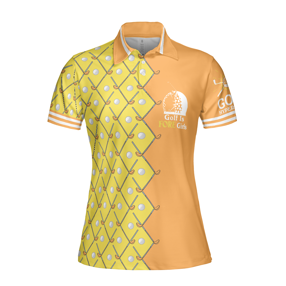 Golf Is Fore Girls Short Sleeve Women Polo Shirt, Yellow Argyle Pattern Golf Polo Shirt, Cool Golf Gift For Women