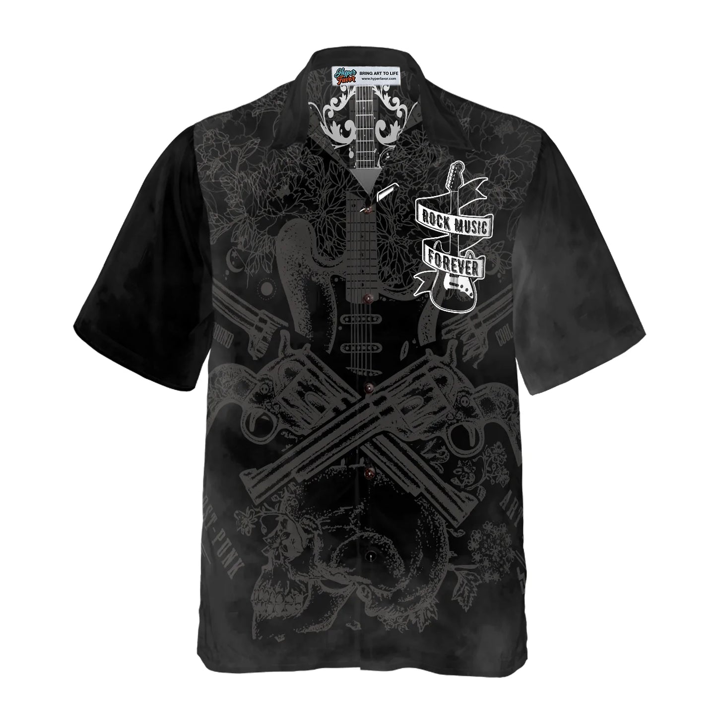 Bass Guitar And Rock Music Hawaiian Shirt, Guitar Aloha Shirt, Perfect Gift For Guitar Lovers, Rock Lovers, Friends, Husband, Boyfriend, Family