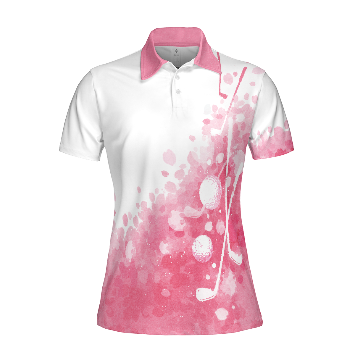 Artistic Pink and White Golf Short Sleeve Women Polo Shirt, Golf Shirt For Women, Gift For Golfers