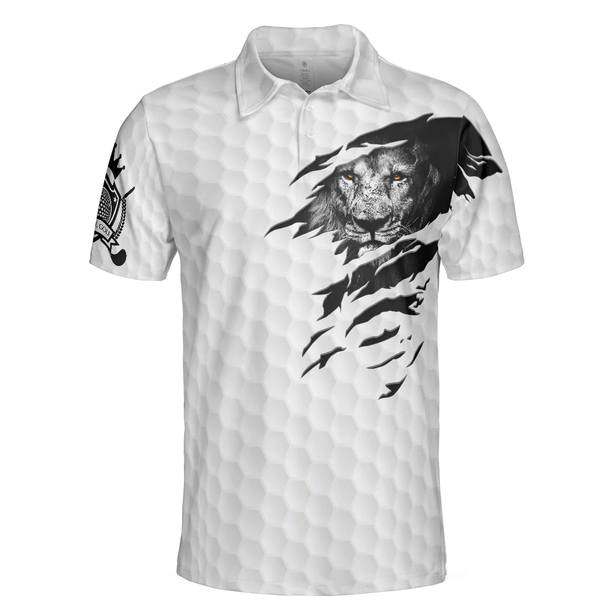 Black And White Lion King Sketching Men Polo Shirt, King Of Swings Lion Golfing Polo Shirt, Best Golf Shirt For Male