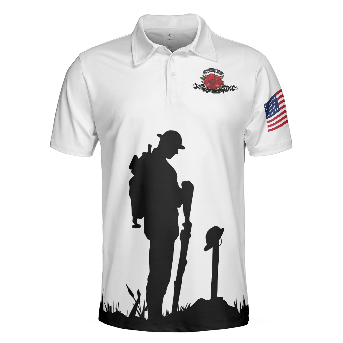 US Veteran Lest We Forget Polo Shirt, Military American Flag Golf Shirt - Perfect Gift For Men