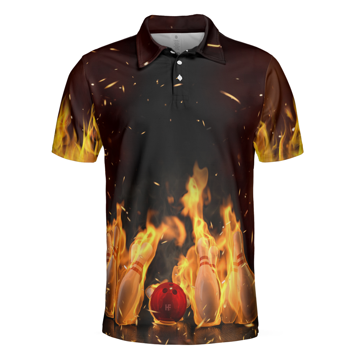 Bowling Men Polo Shirt - Bowling Pin With Fire Polo Shirt, Bowling Polo Shirt For Men - Perfect Gift For Friend, Family, Bowling Lovers