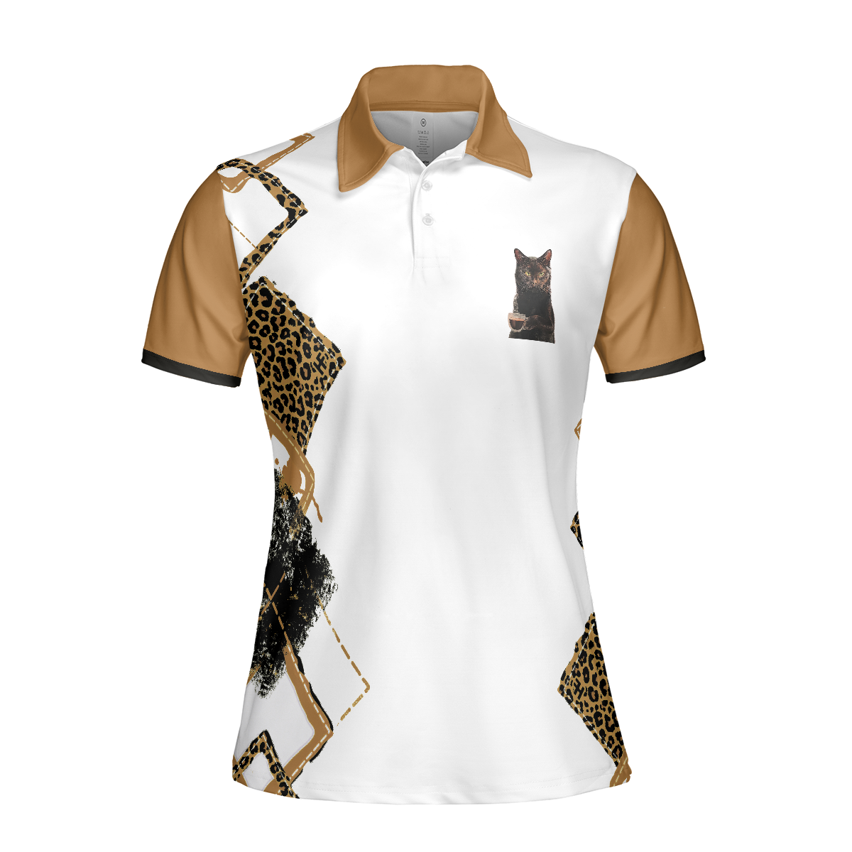 Black Cat Women Polo Shirt, Shh My Coffee And I Are Having A Moment Women Polo Shirt, Leopard Shirt - Perfect Gift For Ladies, Women, Cat Lovers