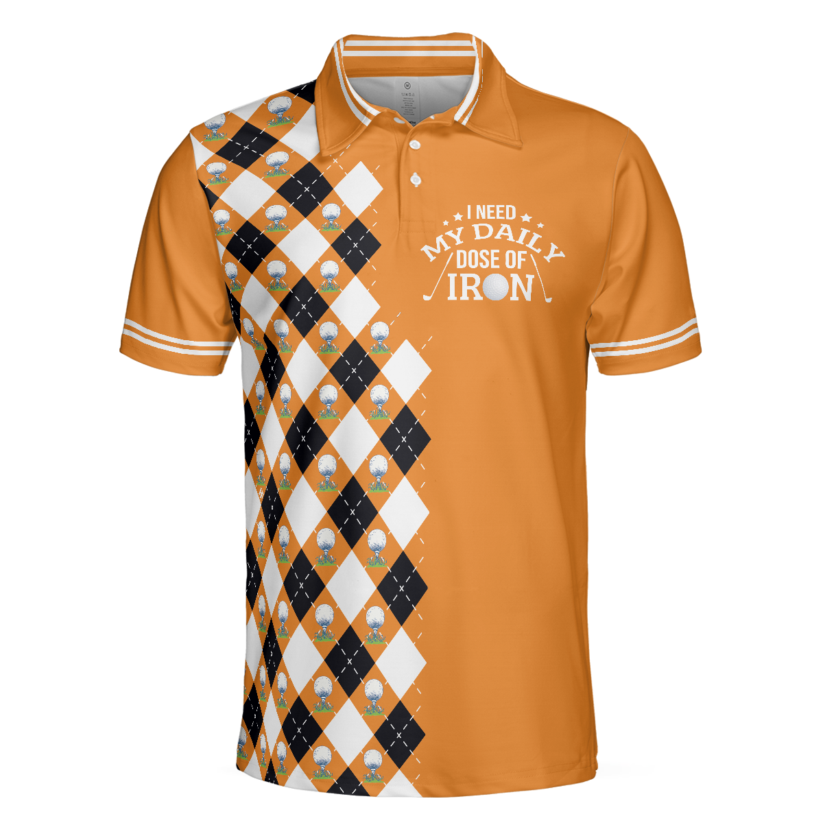 Golf Men Polo Shirt, I Need My Daily Dose Of Iron Remastered Polo Shirt, Argyle Pattern Polo Shirt, Best Golf Shirt For Men