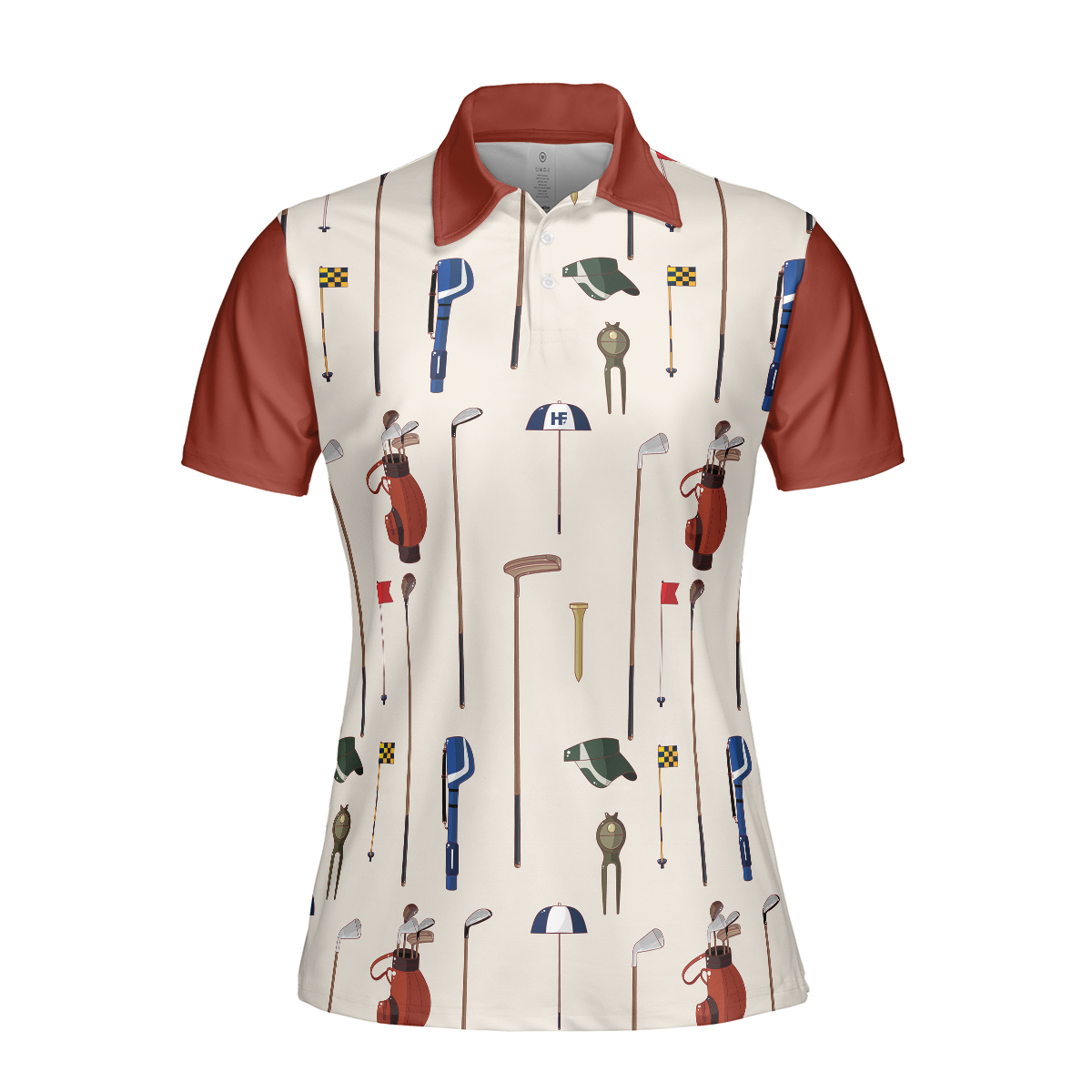 Golf Equipment Short Sleeve Women Polo Shirt, White And Red Golf Shirt For Ladies, Unique Female Golf Gift