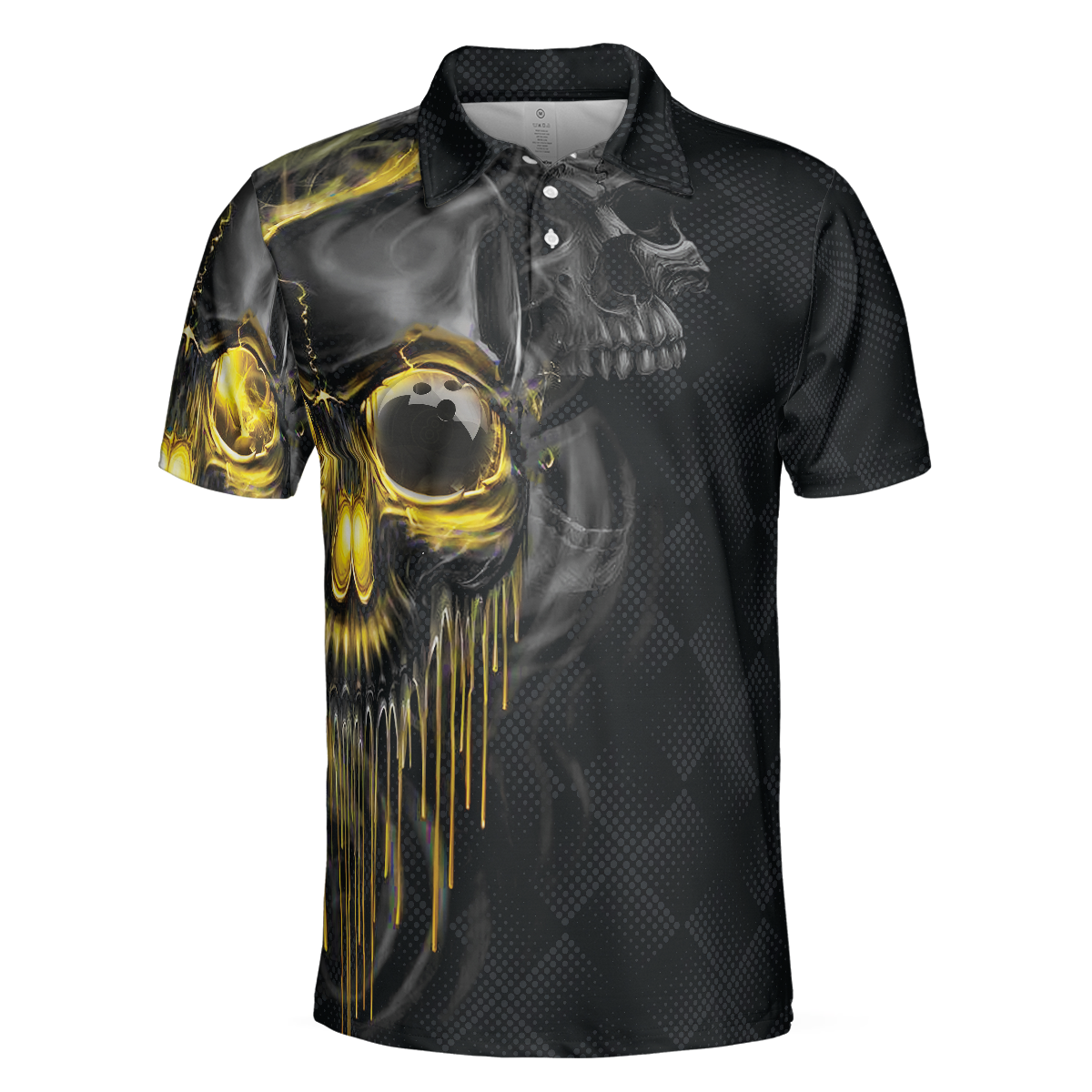 Bowling Men Polo Shirt - Scary Halloween Gift Idea For Male Bowlers, Skull Bowling Polo Shirt - Perfect Gift For Friend, Family, Bowling Lovers