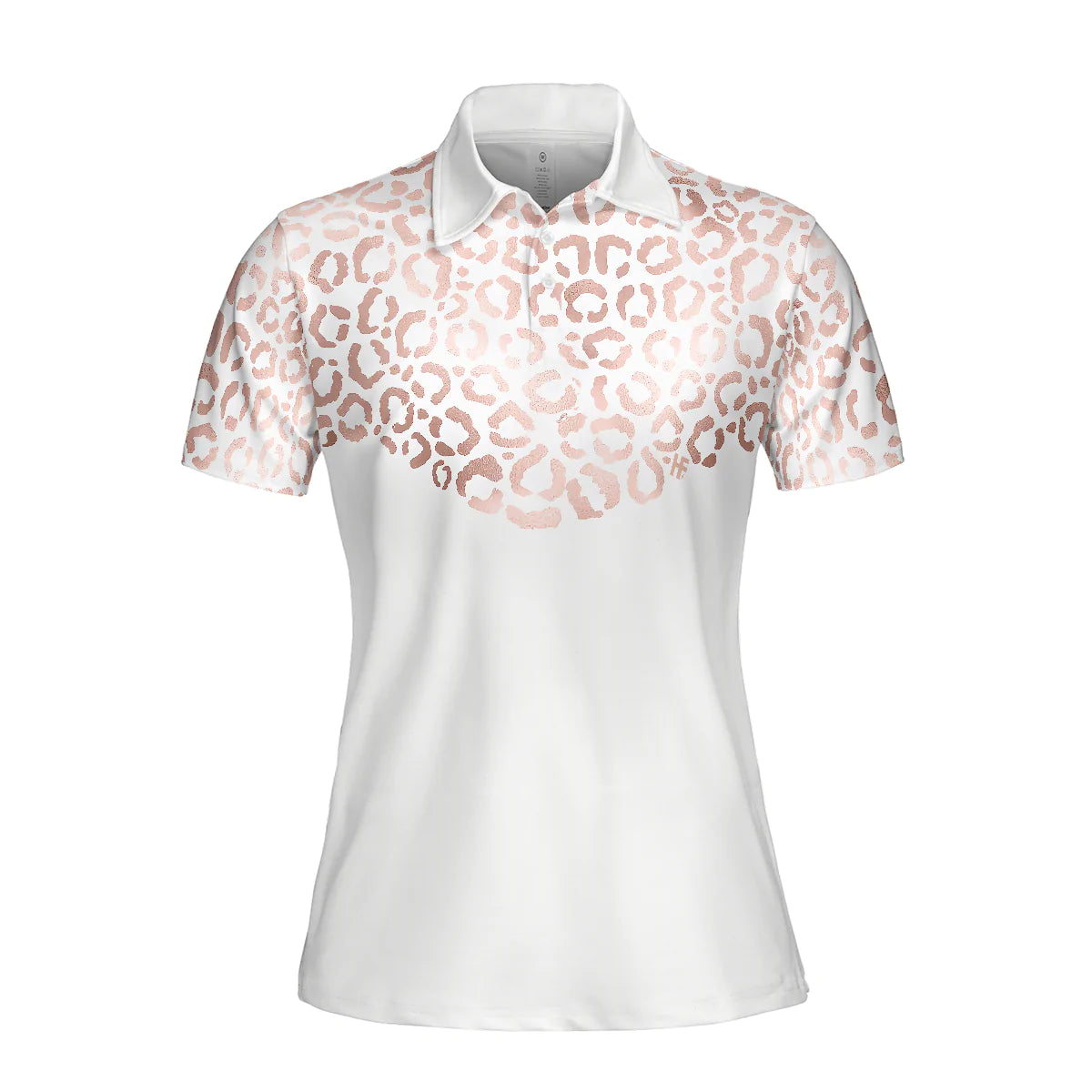 Rose Gold Leopard Pattern Shirt Short Sleeve Women Polo Shirt, Gift For Female Golfers
