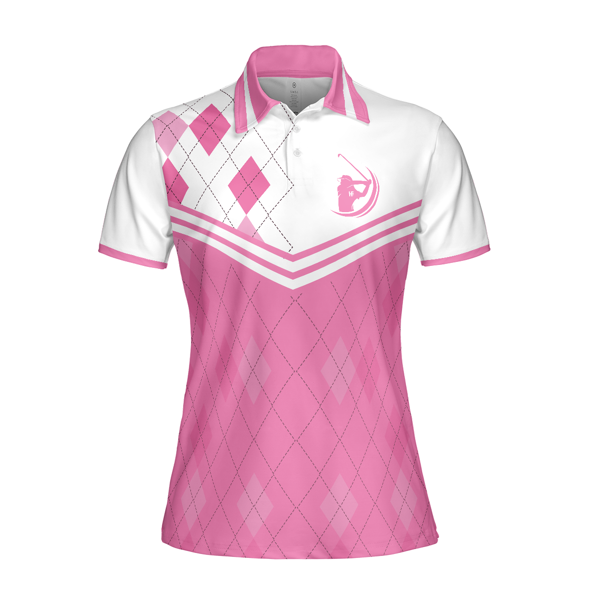 Pink Argyle Pattern Women Polo Shirt, Ass Down Face Up That's The Way I Read My Putts Short Sleeve Golf Shirt For Women, Gift For Golfers