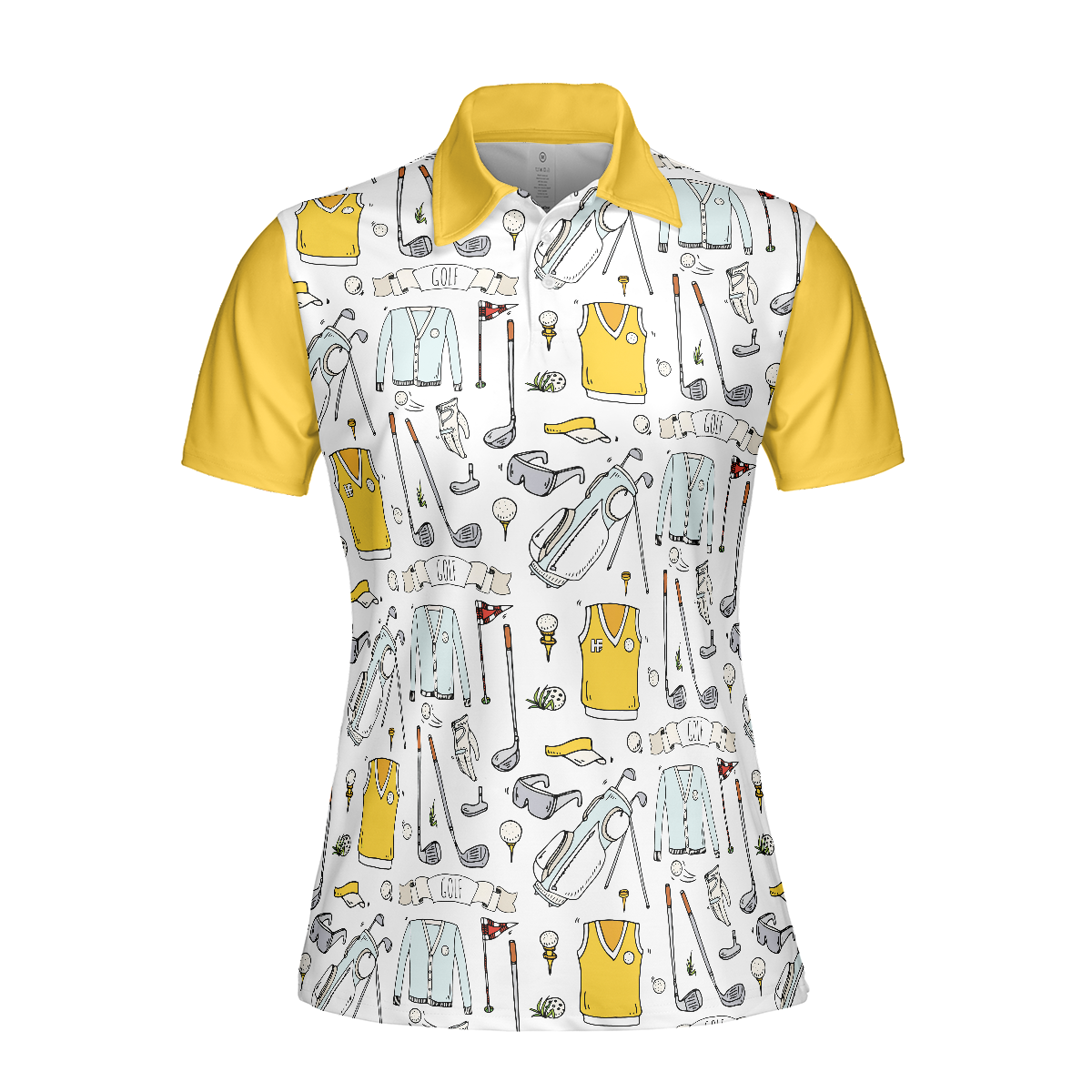 Golf Symbol And Golf Life In Yellow Short Sleeve Women Polo Shirt, Best Golf Shirt For Ladies
