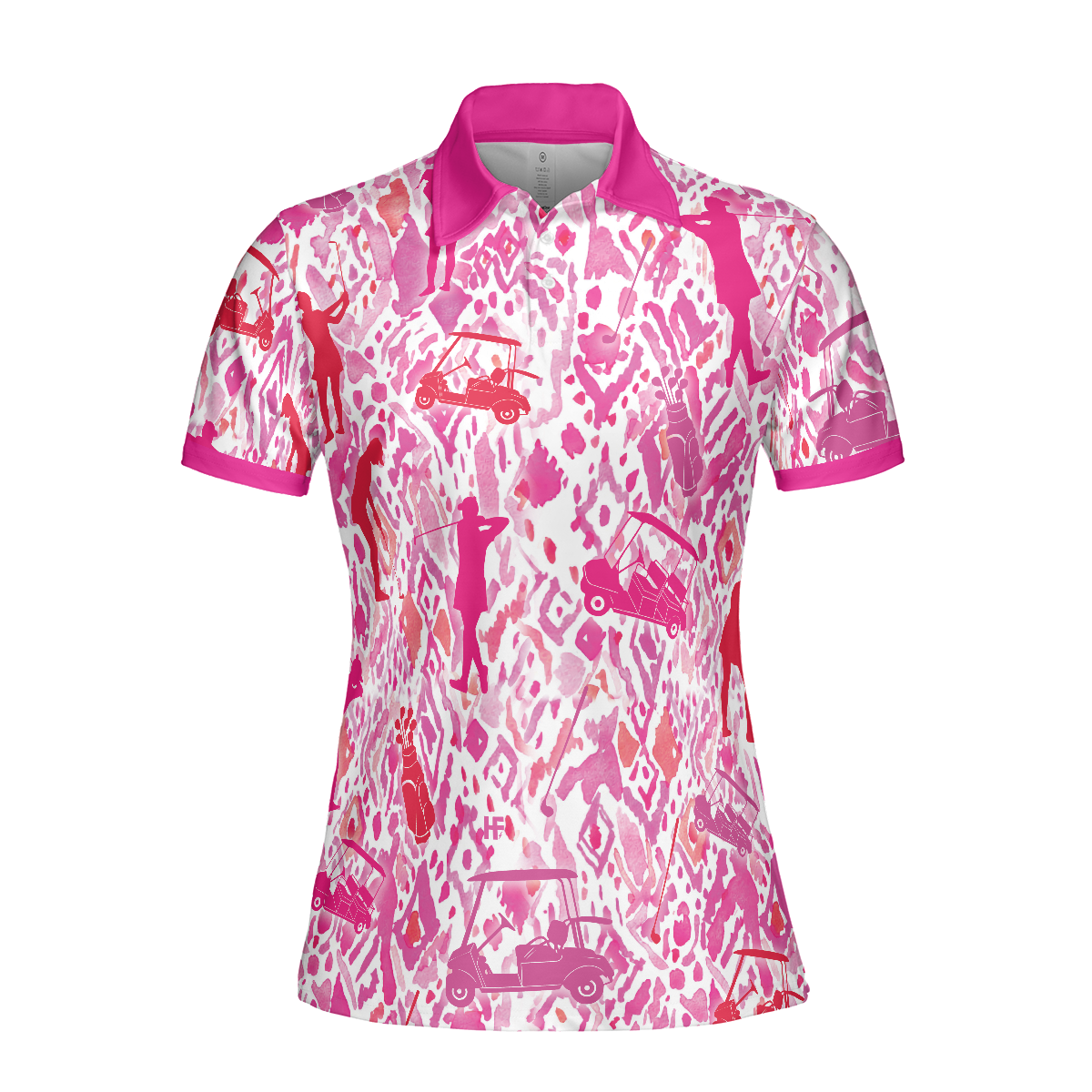 Seamless Pink Golfer Short Sleeve Women Polo Shirt, Unique Gift For Female Golfers - Perfect Gift For Women, Golfer