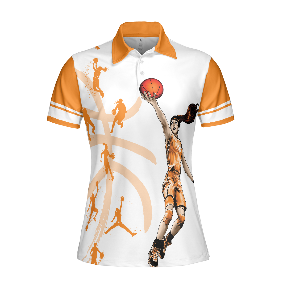 White And Orange Basketball Women Polo Shirt, Anything Worth Doing Is Worth Doing With Passion Basketball Short Sleeve Shirt For Ladies, Gift For Basketball Lovers