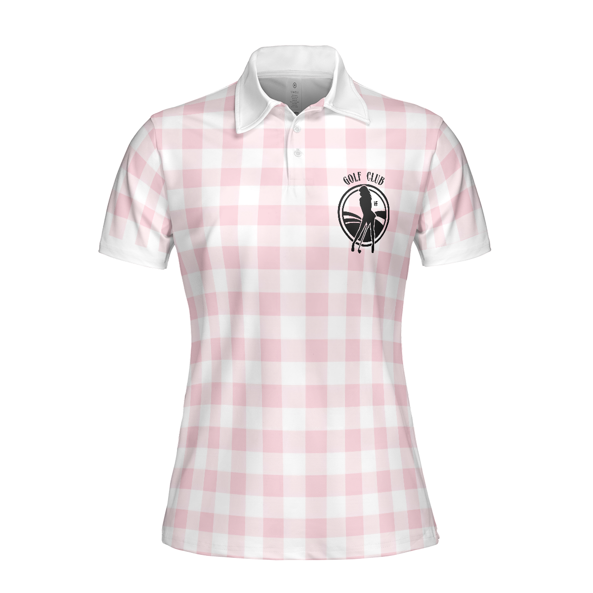 Sexy Golf Girl With A Golf Club Golf Short Sleeve Women Polo Shirt, White And Pink Golf Shirt For Ladies - Perfect Gift For Women, Female, Golfers