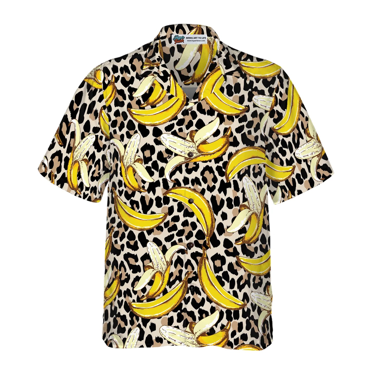 Banana On Leopard Pattern Hawaiian Shirt, Funny Banana Pattern Aloha Shirt For Men & Women, Best Gift For Summer, Husband, Boyfriend, Wife, Girlfriend