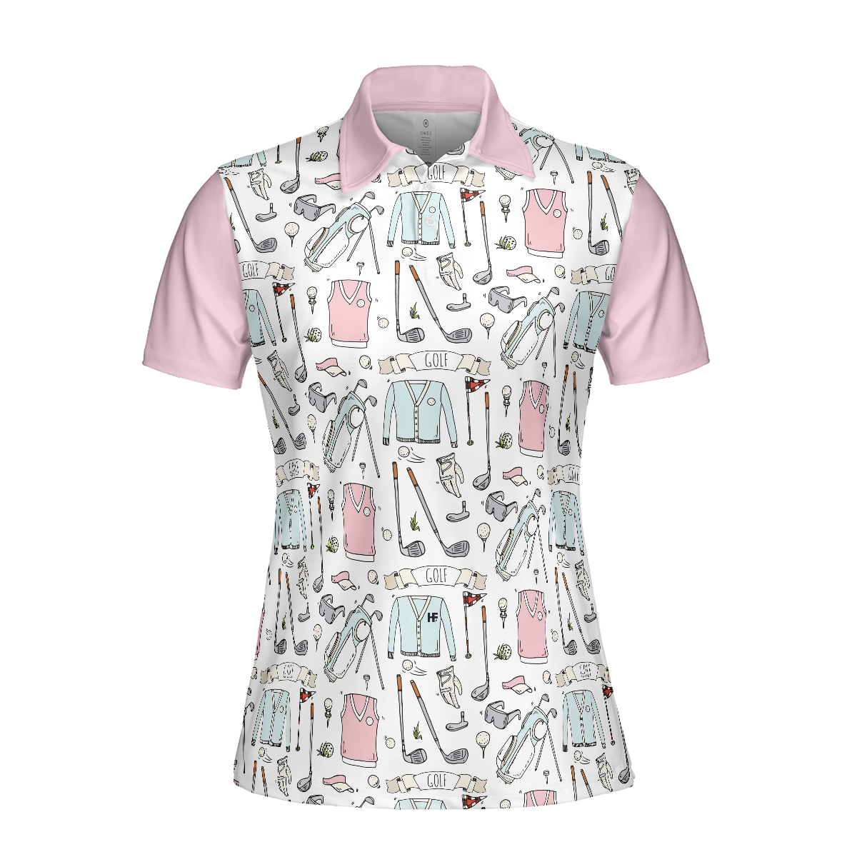 Golf Life In Pink Short Sleeve Women Polo Shirt, Golf Pattern Polo Shirt For Ladies, Golf Shirt For Ladies