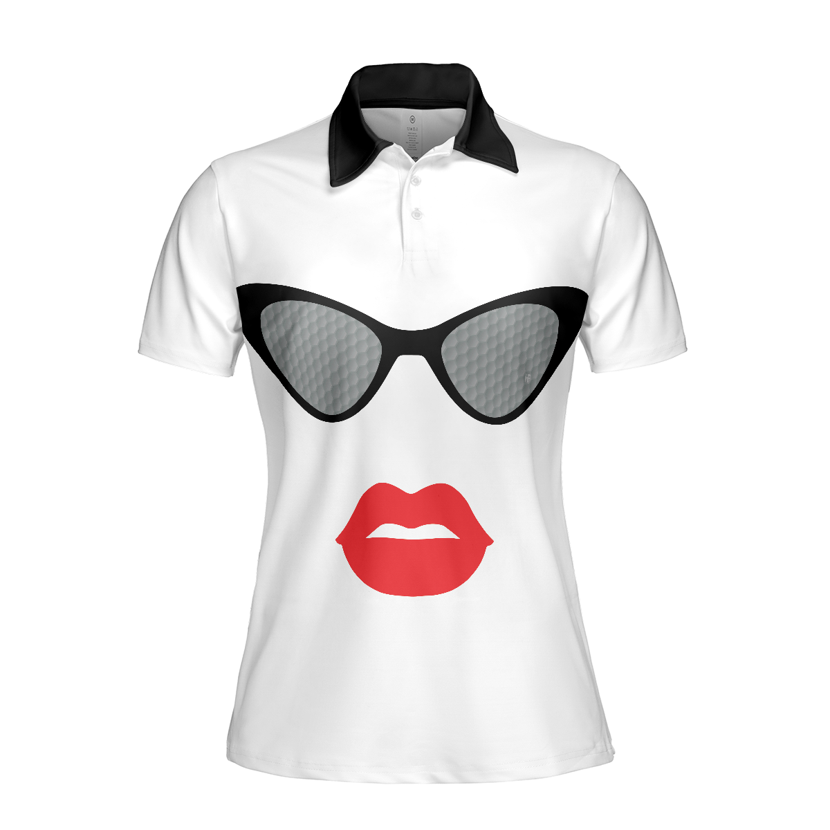 Sunglasses And Sexy Red Lips Women Polo Shirt, Unique White Golf Shirt For Ladies, Golf Short Sleeve Women Polo Shirt - Perfect Gift For Women, Ladies