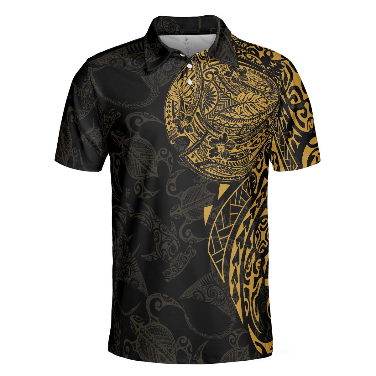 Strong And Cool Polynesian Pattern Polo Shirt, Luxury Black And Gold Shirt For Men, Sea Turtle Polo Shirt - Perfect Gift For Men