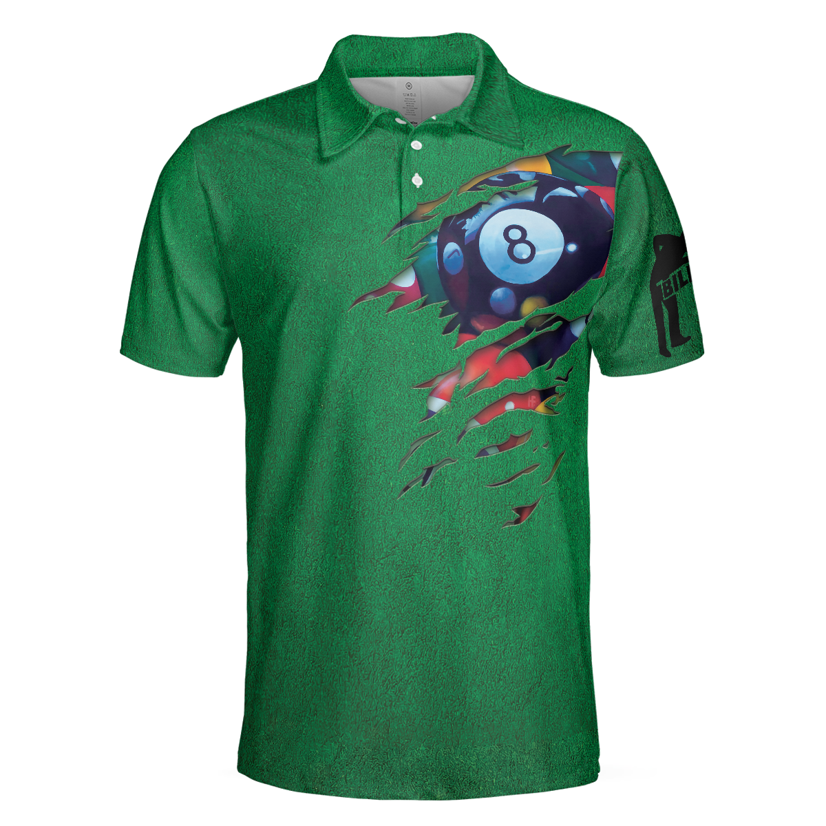 Men Polo Shirt - Billiards Green American Flag Polo Shirt, Unique Billiards Shirt For Men - Gift For Billiards Player- Cool Gift For Pool Players