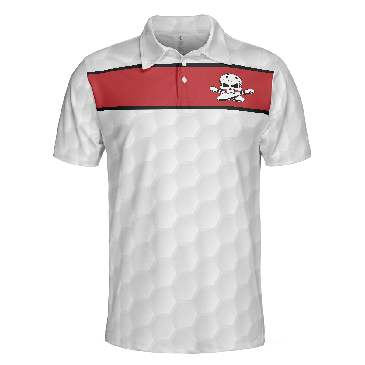 Bowling Men Polo Shirt - Bowling Skull Polo Shirt, Red And White Skull Bowling Polo Shirt - Perfect Gift For Friend, Family, Bowling Lovers
