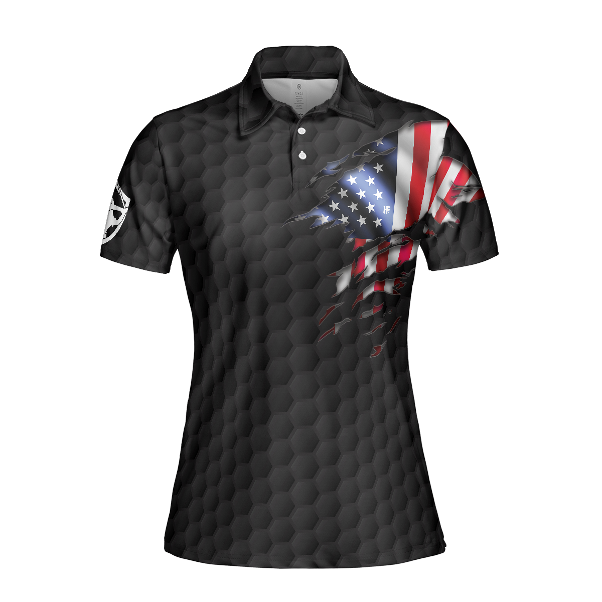 American Women Golfer Black Version Golf Short Sleeve Women Polo Shirt, American Flag Ladies Golf Shirt, Gift For Golfers