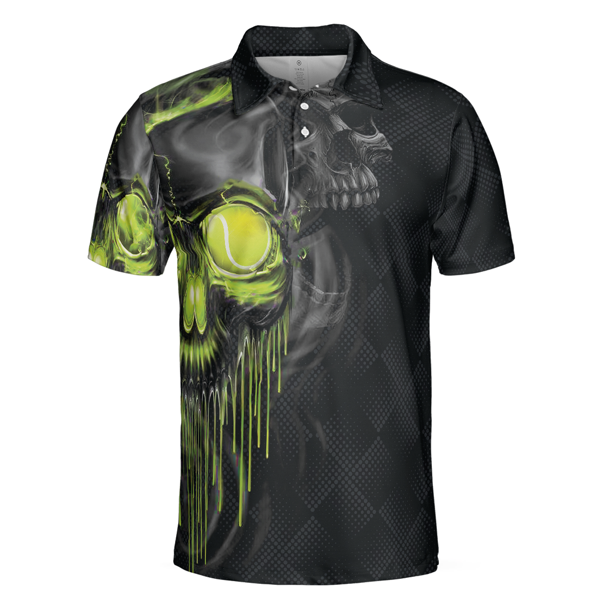 Skull Tennis Polo Shirt, Scary Skull Graphic Tennis Shirt For Tennis Lovers, Halloween Tennis Gift Idea - Perfect Gift For Men, Tennis Players