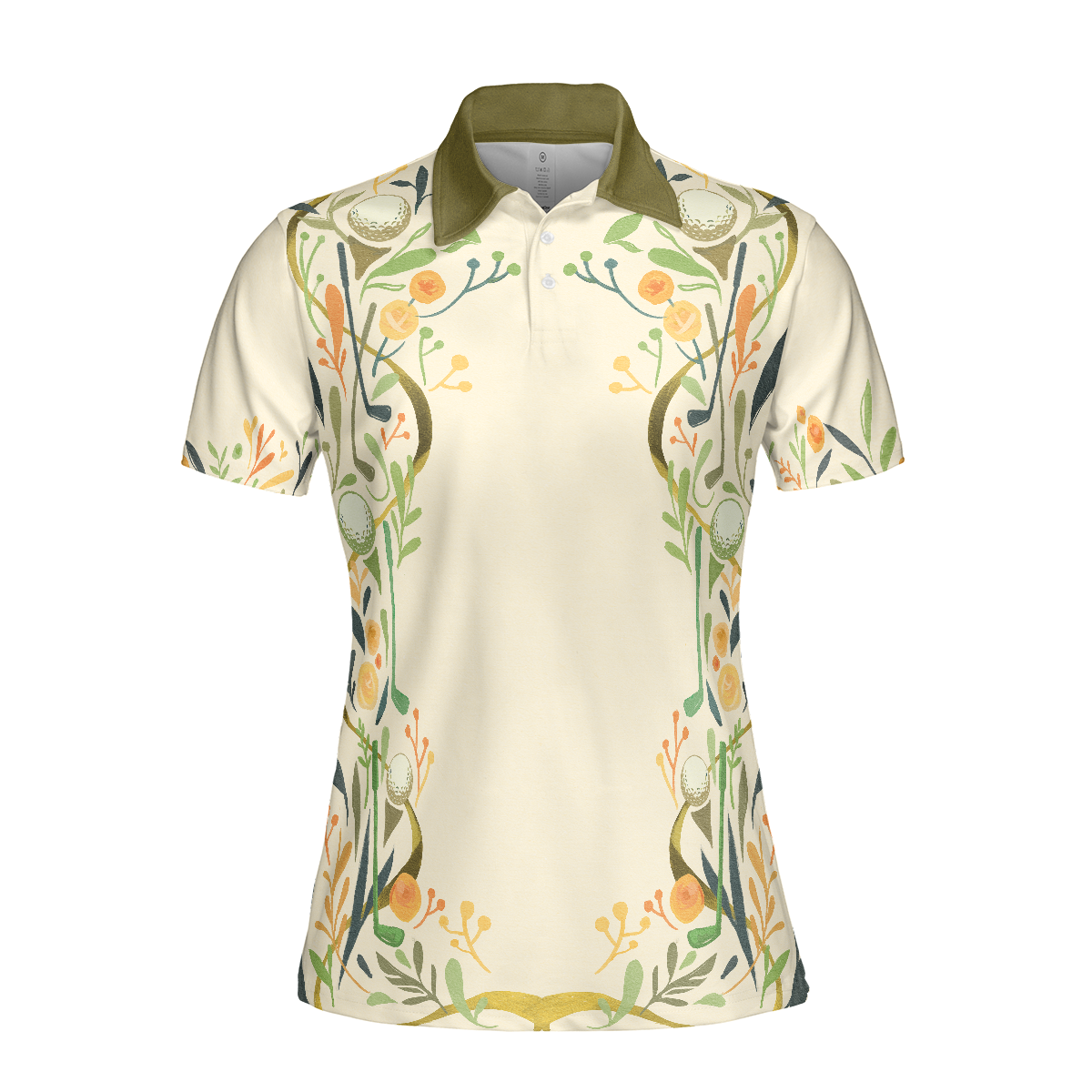 Golf Motif Cream Short Sleeve Women Polo Shirt, Gift Idea For Female Golfers