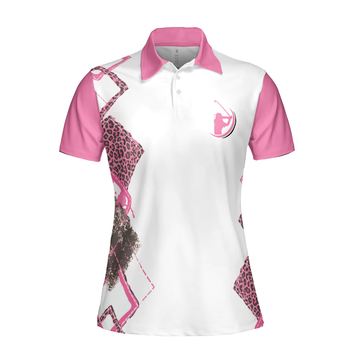 Pink Leopard Argyle Pattern Women Polo Shirt, I'm Not Swearing I'm Using My Golf Words Golf Short Sleeve Women Polo Shirt, Cool Gift For Female Golfers